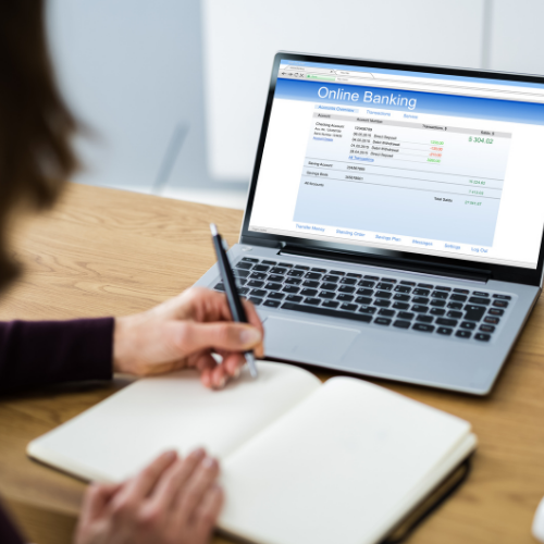 Business tax planning with calculator on desk